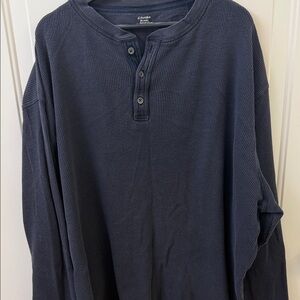 St. John's Bay Navy Waffle Knit Henley Long-Sleeve Shirt